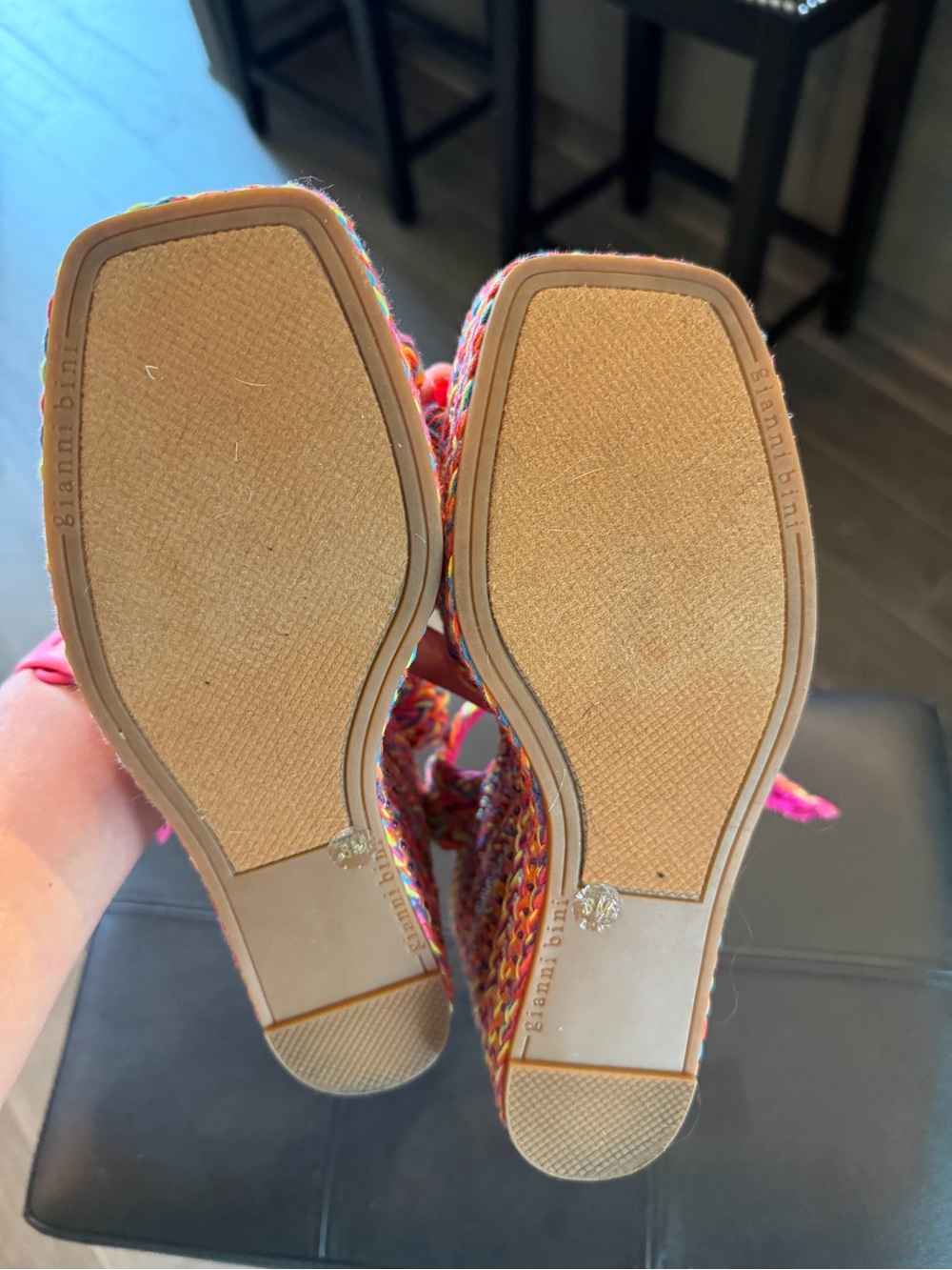 Gianni Bini Pink Multicolor Braided Wedge Sandals - Picture 5 of 6